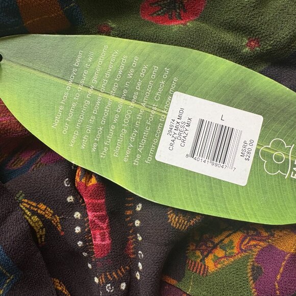 NWT Beautiful Fun Farm Rio Crazy Mix One Shoulder Midi Dress size L Ruffles - Picture 13 of 13